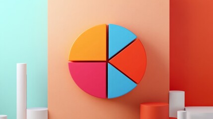 Aufkleber - A creative pie chart design with animated segments and dynamic colors, set against a clean, modern background for visual impact.
