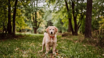 Photo of a dog in a green summer park