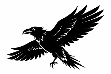 Wall Mural - Raven silhouette vector art. Crow bird icon illustration