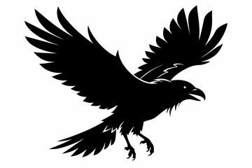 Wall Mural - Raven silhouette vector art. Crow bird icon illustration