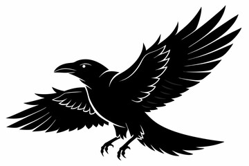 Wall Mural - Raven silhouette vector art. Crow bird icon illustration