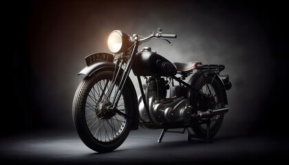 Classic motorcycle on a dark background