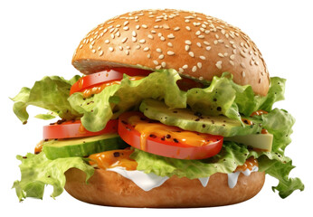 Sticker - PNG Food hamburger vegetable condiment.