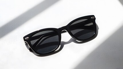 Black Sunglasses on a White Background.