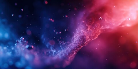 Vibrant cosmic swirl featuring rich colors of blue and pink, creating an ethereal and dynamic space atmosphere.