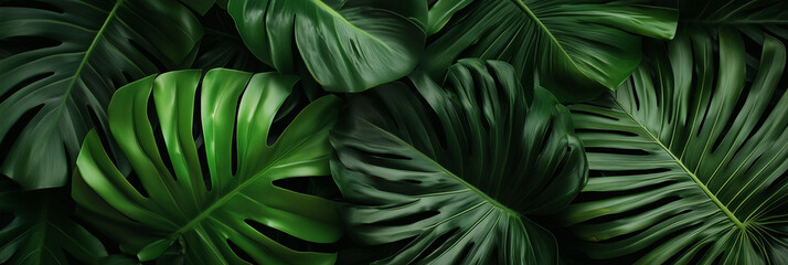 Lush green tropical leaves blanket the forest floor under soft daylight in a serene nature setting