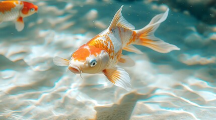 Wall Mural - Koi Fish Swimming in a Pond.