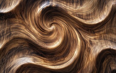 Wall Mural - Abstract Swirling Wooden Texture Background - Brown Wood Grain Pattern.