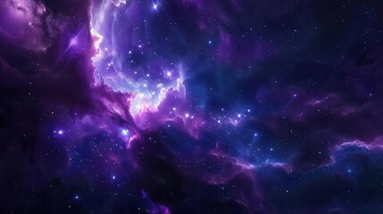 Canvas Print - aweinspiring cosmic vista of swirling nebula in deep space vibrant purples and blues dance among starfields and distant galaxies evoking wonder and exploration