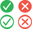© Kseniia Filimonova - Sharp green checkmark and red cross on isolated white background vector symbol for right and wrong choices. Symbol of choice set. Modern flat design, Checkmark icon set. Checkmark right symbol tick.