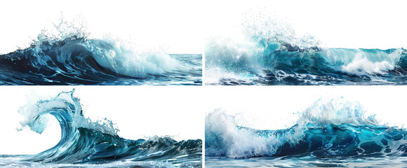 Wall Mural - Set of blue sea water waves, cut out