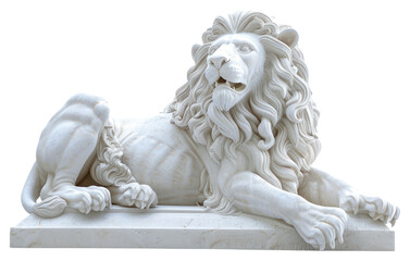 Wall Mural - PNG  Majestic white marble lion sculpture