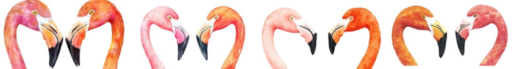 Poster - With isolated background, a watercolor flamingo clipart illustration.