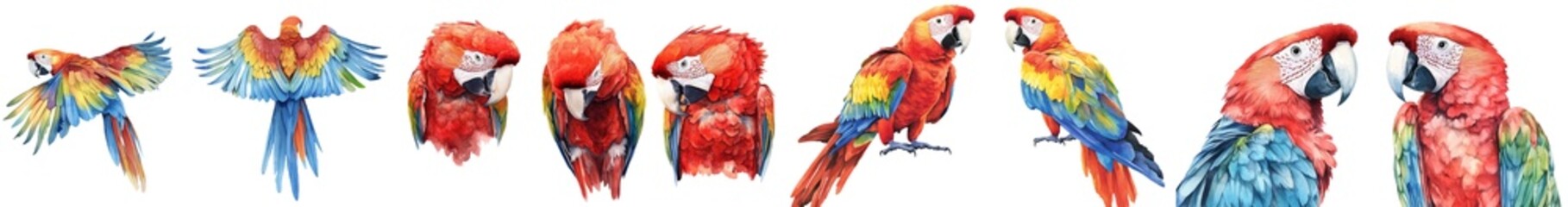 Naklejka na meble A watercolor clipart illustration of a parrot against an isolated background.