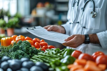 Wall Mural - Consultation with Doctor and Dietician: Discussing Healthy Eating, Diet Plans, and Nutrition Facts