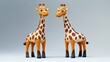 © Aris Suwanmalee - Adorable cartoon giraffe figures, showcasing vibrant colors and playful design, perfect for children's decor or animations.