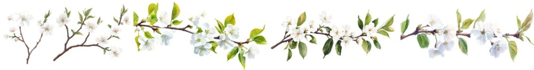 Canvas Print - This clipart illustration shows a bird cherry branch with a background isolated in watercolor.