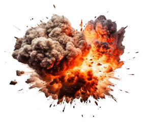 Canvas Print - PNG Bomb explosion fire white background destruction.