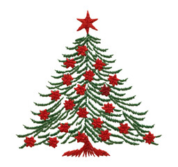 Wall Mural - PNG Christmas embroidery pattern tree.