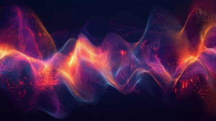 Fototapete - A graphic representation of electrical waveforms in a vibrant color scheme, set against a dark background for contrast and clarity.