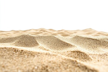 Wall Mural - beach sand from front view, on white isolated background , ai