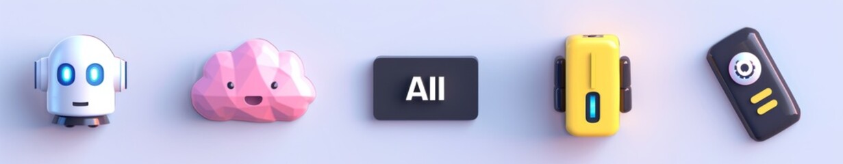 Cute Robot Cloud and Device Icons