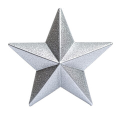 star shaped glittery ornament with fine silver dust reflecting light in all directions isolated on a