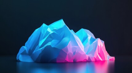 Poster - Abstract 3D Mountain with Neon Lights