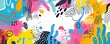 © Dalibor - Vibrant abstract doodle with colorful shapes and splashes, perfect for modern and creative backgrounds. Free copy space for text.