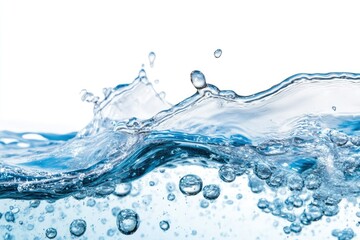 Water Wave. Water Bubbles Float Up Under Water. Freshness Pure Water Splashing on White Background , ai