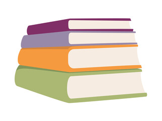 Aufkleber - A stack of colorful books in a modern flat vector illustration with various colors for educational and decorative purposes emphasizing learning and reading