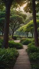 Wall Mural - Park scene within a park, a blend of natural elements and man-made paths.