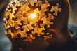 © Leo - Cerebellum Imagination Digital art of a person with a glowing puzzle brain symbolizing the complexity of thought and the challenge of solving intellectual puzzles
