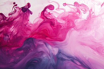 Wall Mural - Beautiful abstraction of liquid paints in slow blending flow mixing together gently, ai