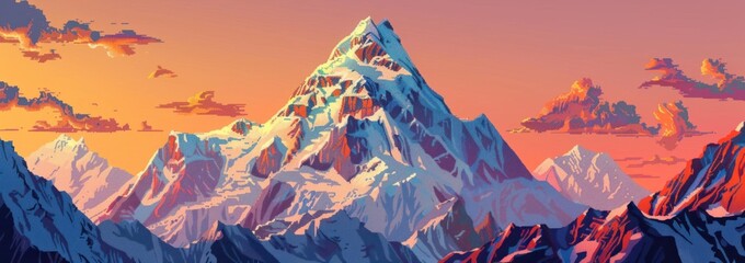 Wall Mural - Majestic Mountain Peak at Sunset