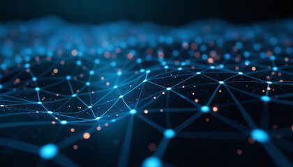 Wall Mural - abstract network of glowing blue nodes: an abstract digital network featuring glowing blue nodes and