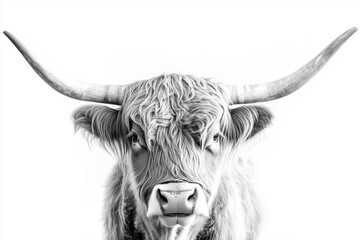 highland cattle on an isolated white background. highland cattle are known for their long hair and l