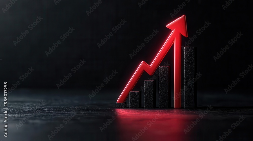 Interest rate symbol fading into darkness with a downward arrow ...