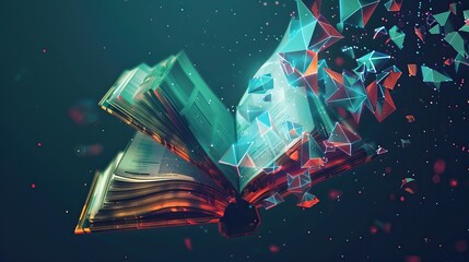 Canvas Print - Open Book with 3D Polygonal Elements