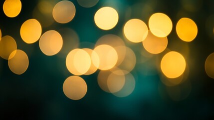 Wall Mural - abstract background of defocused golden lights on a teal background.