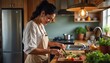 © DWIJ - Indian women enjoy cooking meals in modern kitchen