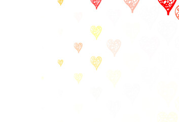 Wall Mural - light orange vector pattern with colorful hearts.