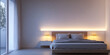 © JuanM - Modern bedroom interiors with a stylish bed, a large window and warm led lighting