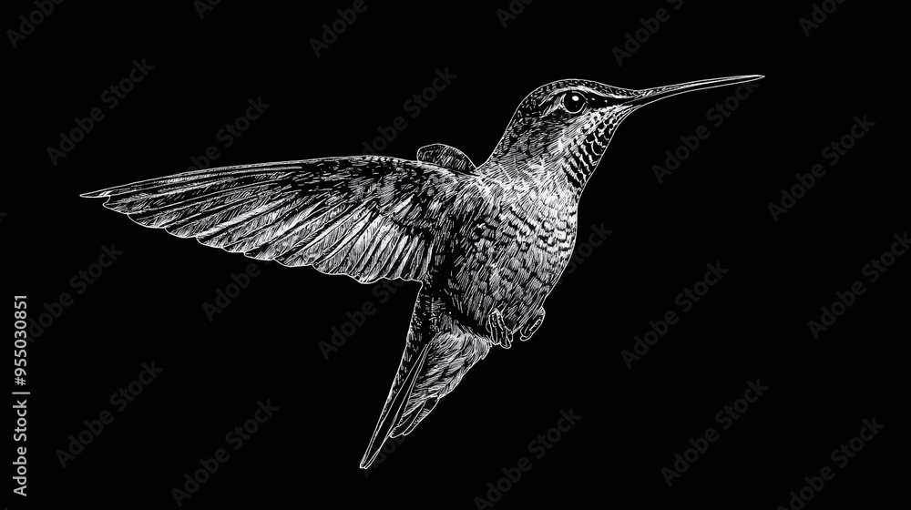hummingbird in mid-flight, showcasing its intricate feather patterns ...