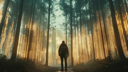 Enchanting Forest Path at Sunset