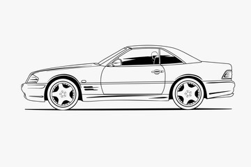 Hand drawn car outline vector image. Vehicle art.