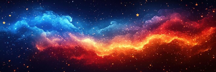 Wall Mural - abstract space nebula with fire and ice swirls and stars