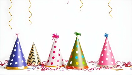 Colored party hats isolated on a white background