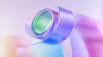 Wall Mural - abstract composition of curved glass forms in pastel colors