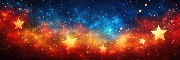 Wall Mural - glowing stars scattered across a cosmic sky